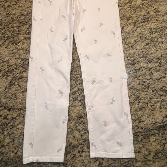 NWT Seven7 Women’s Size 6 90’s Straight Jean Cream Embroidered High Rise Floral - Picture 3 of 11